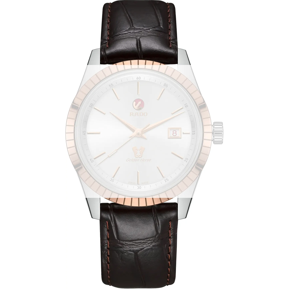 Bracelet De Montre Rado En Cuir Véritable Bleu Clair - Largeur 17 Mm - Neuf Sans étiquette