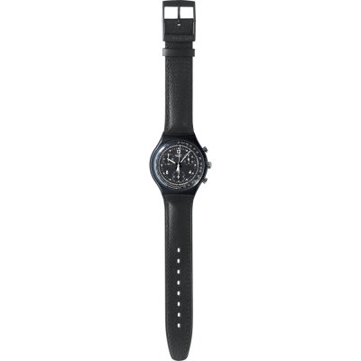 Montre Swatch Chrono SCB114C Pure Black with Black Leather Strap