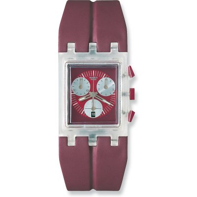 Montre Swatch Square Chrono SUEK401 Red Round